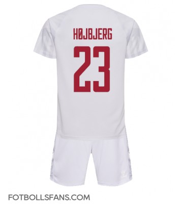 Danmark Pierre-Emile Hojbjerg #23 Replika Bortatröja Barn VM 2022 Kortärmad (+ Korta byxor)